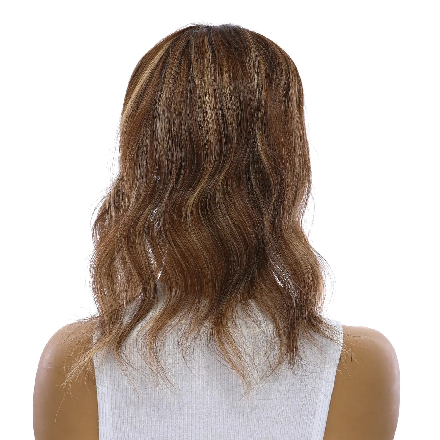 14" Emerald Silk Top Topper Medium Brown w/ Highlights