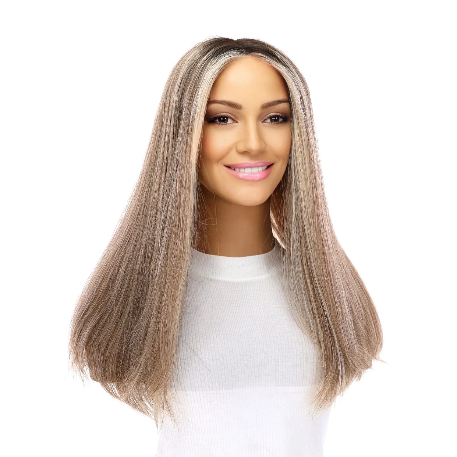 18" Emerald Silk Top Topper Ashy Blonde with Highlights