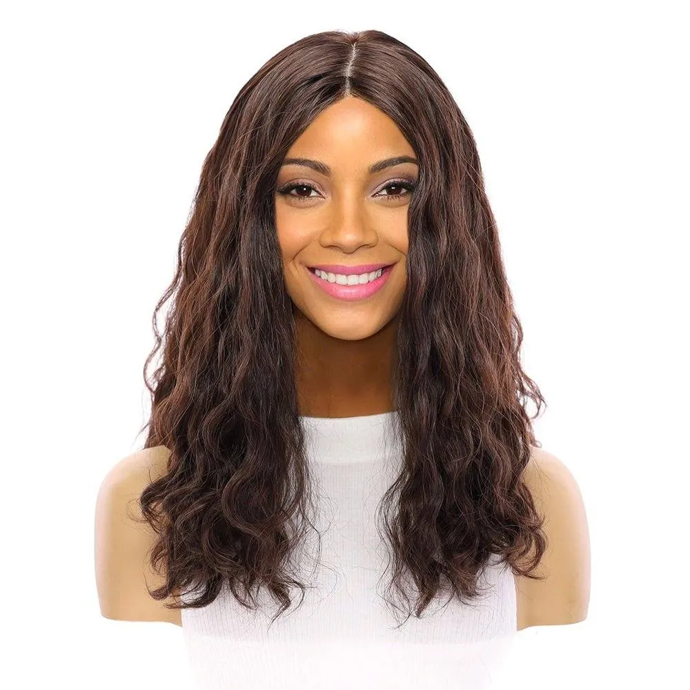 19" Nicole Silk Top Wig Dark Brown Wavy