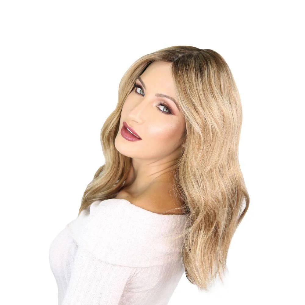 19" Nicole Silk Top Wig Medium Blonde w/ Rooting