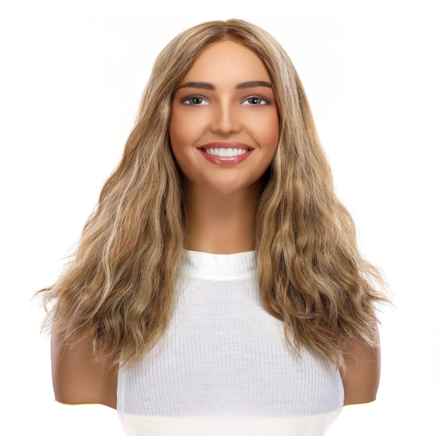 19" Nicole Silk Top Wig Medium Blonde Wavy