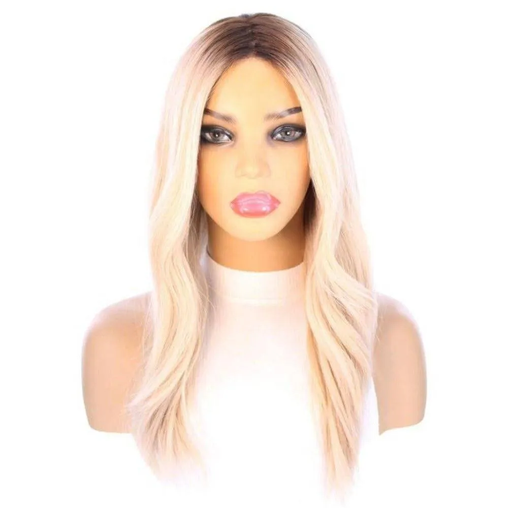 22" Reese Silk Top Wig Platinum Blonde w/ Rooting