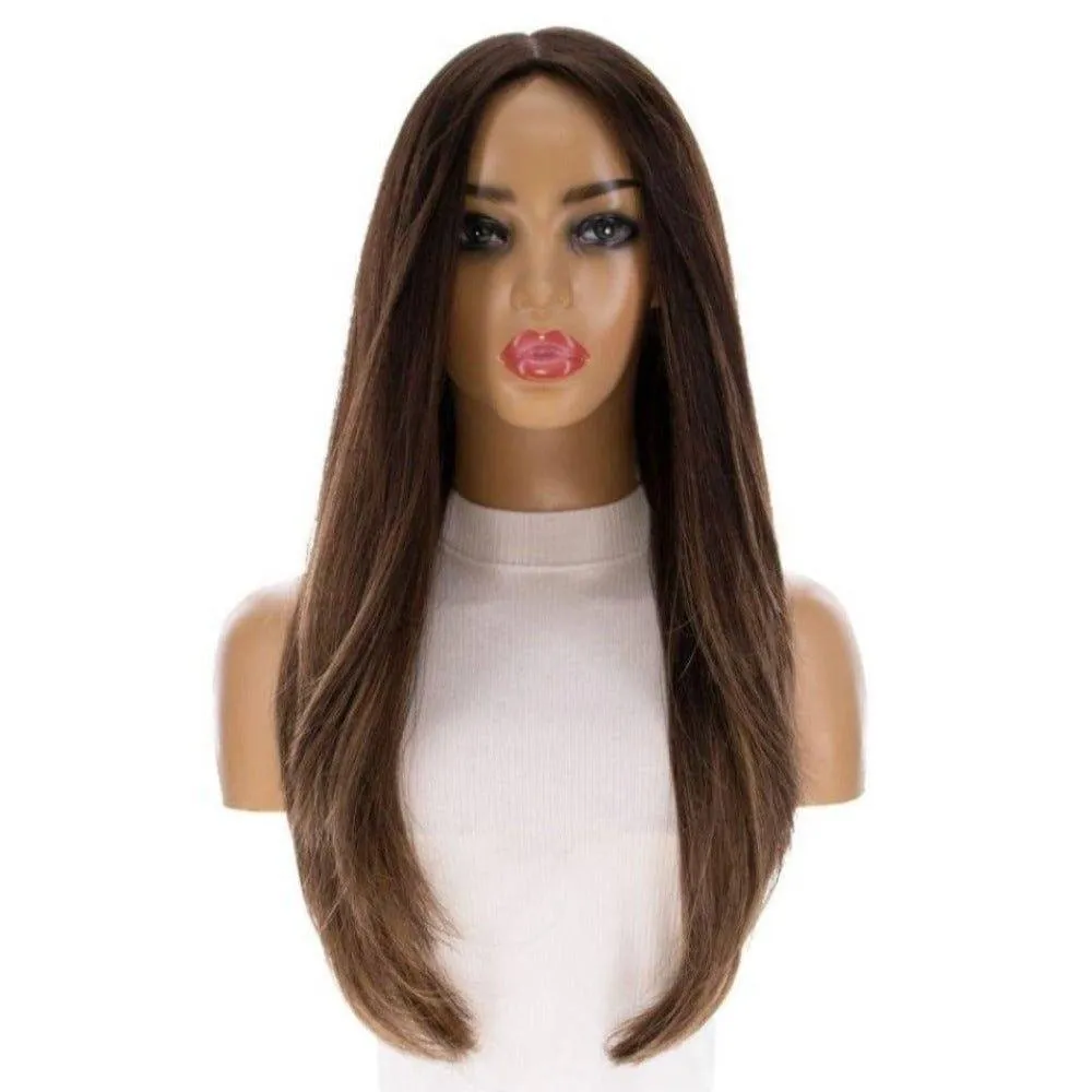 26" Amber Silk Top Wig Dark Brown Balayage