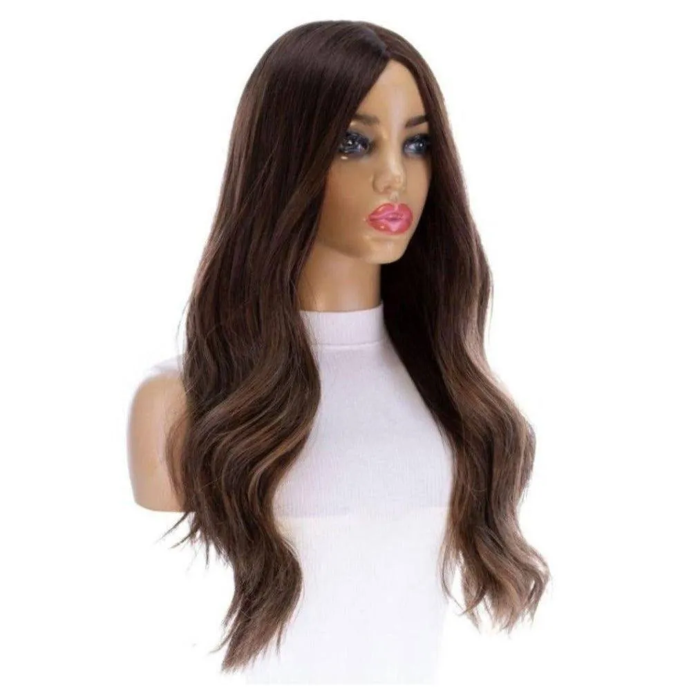 26" Amber Silk Top Wig Medium Brown Balayage