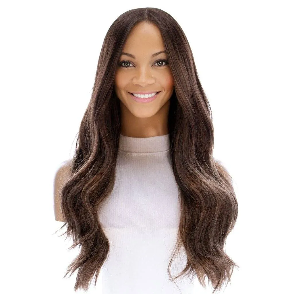 26" Amber Silk Top Wig Medium Brown Balayage