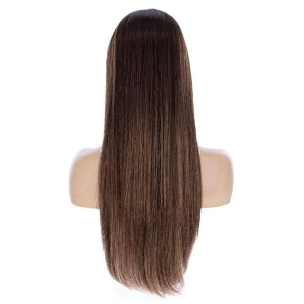 26" Amber Silk Top Wig Medium Brown Balayage