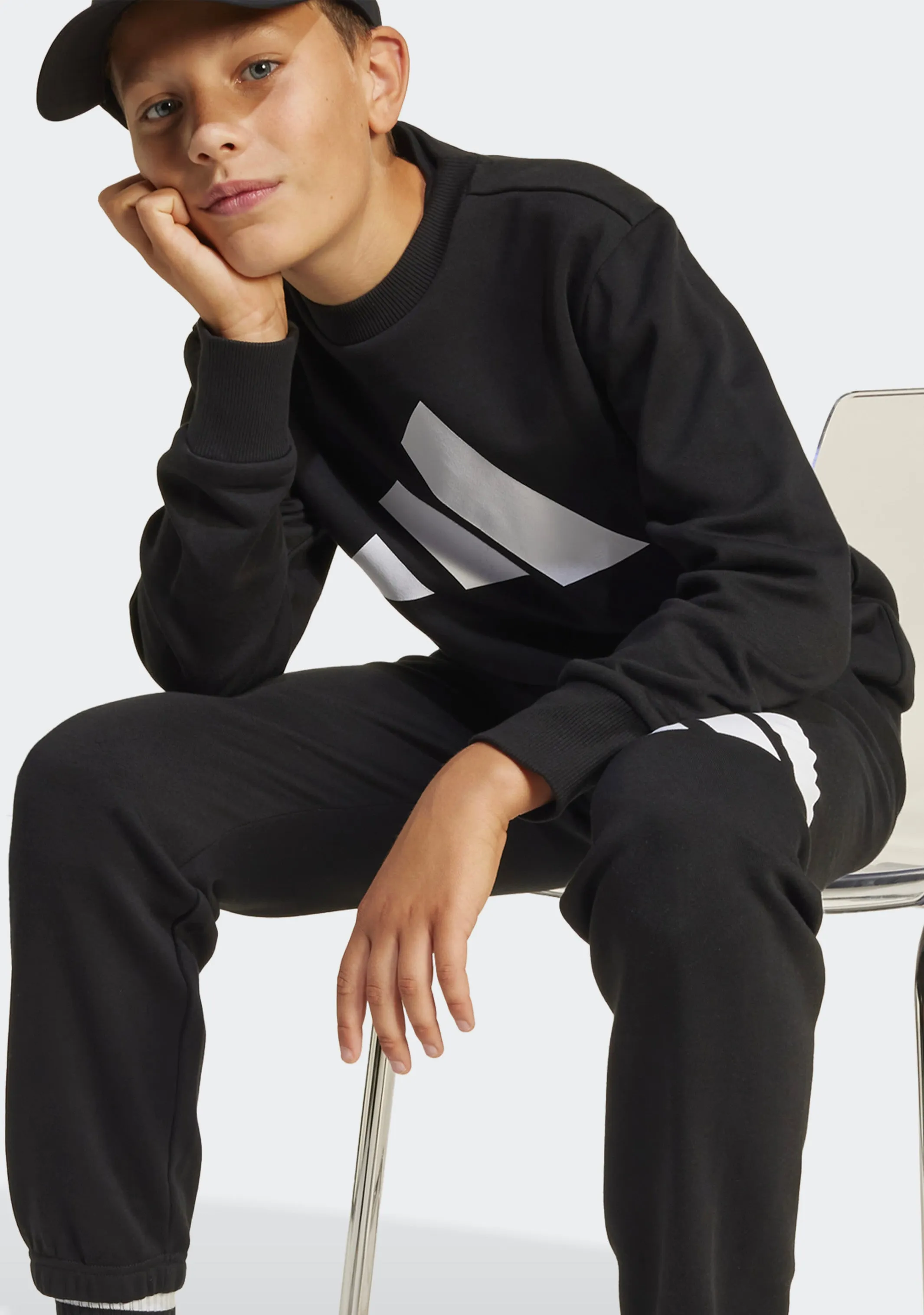 Adidas Kids' Big Logo Fleece Joggers and Crew Top Set