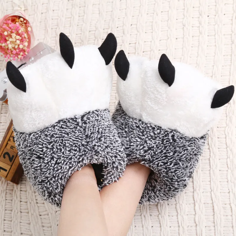 Animal Slippers Autumn And Winter Super Soft Paw Cute Bear Paw Plush