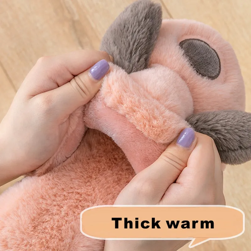 Animal Slippers Cartoon Cute Dog Plush Slippers Male Winter Indoor Home UGG Style
