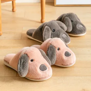 Animal Slippers Cartoon Cute Dog Plush Slippers Male Winter Indoor Home UGG Style