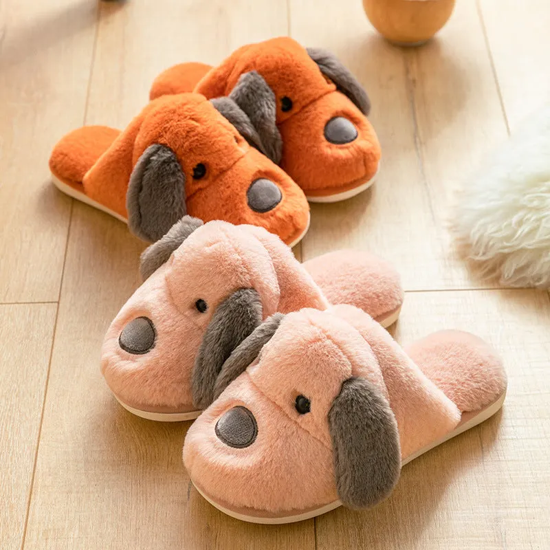 Animal Slippers Cartoon Cute Dog Plush Slippers Male Winter Indoor Home UGG Style