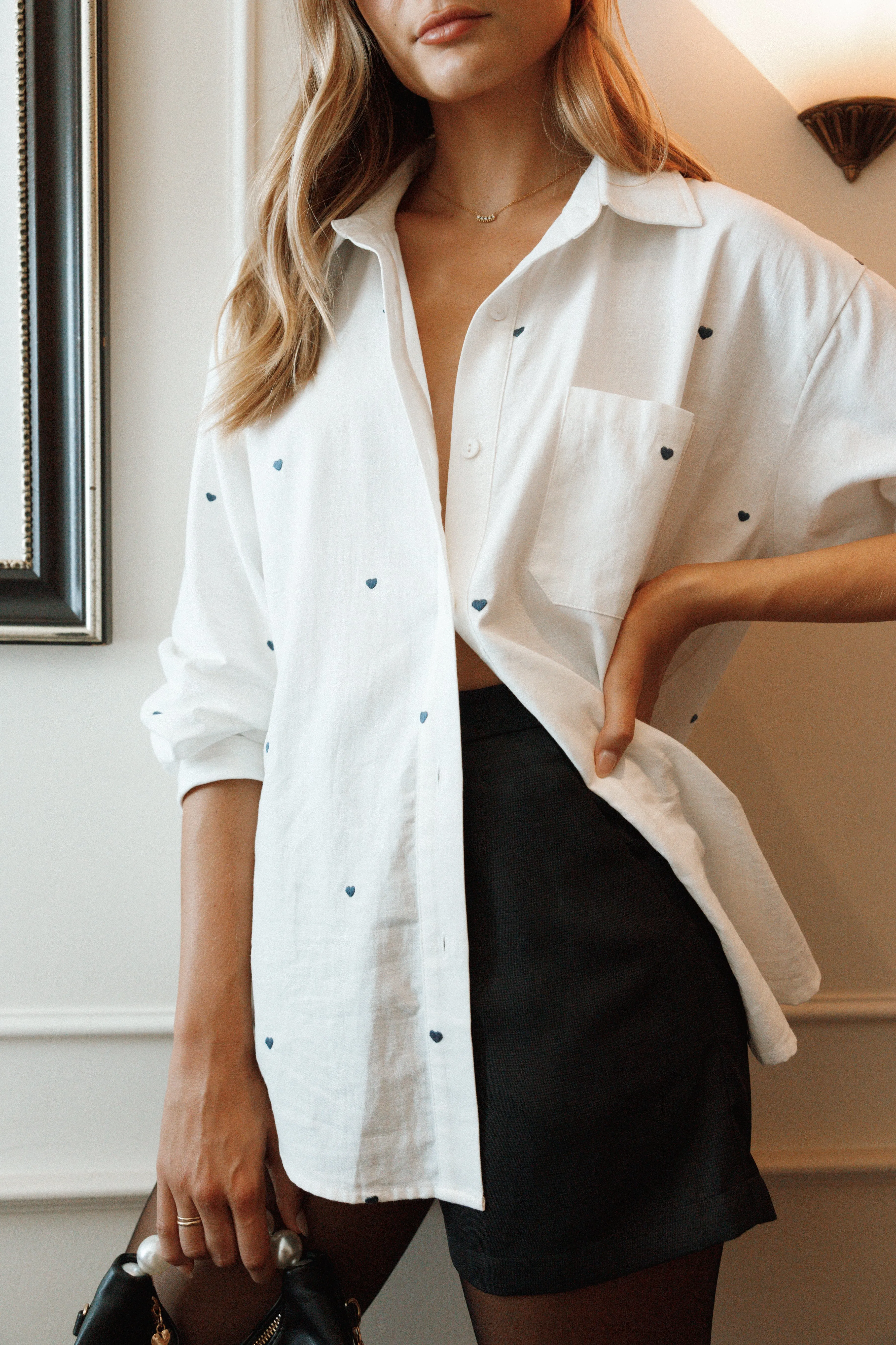 Avah Button Down Top - White