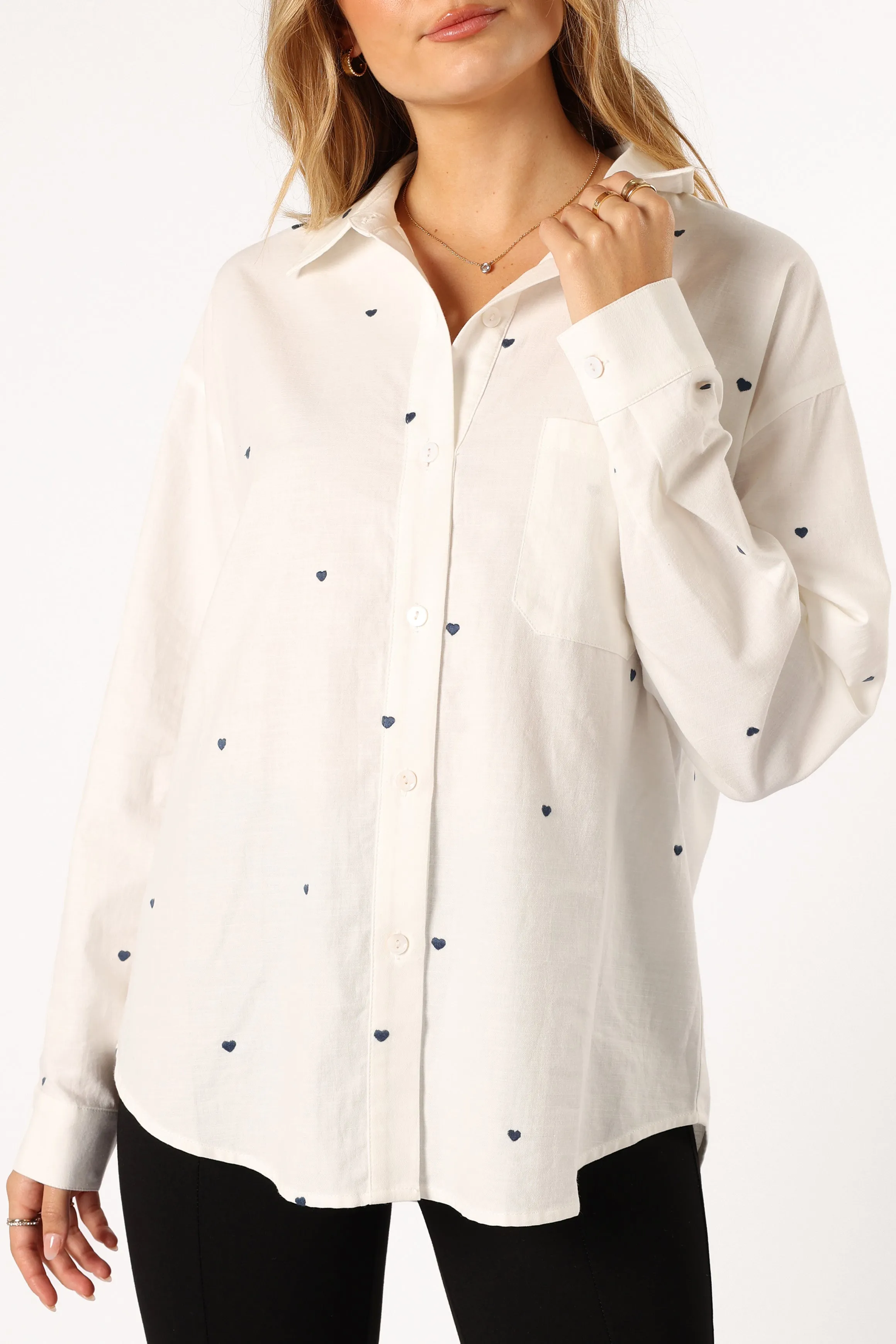 Avah Button Down Top - White