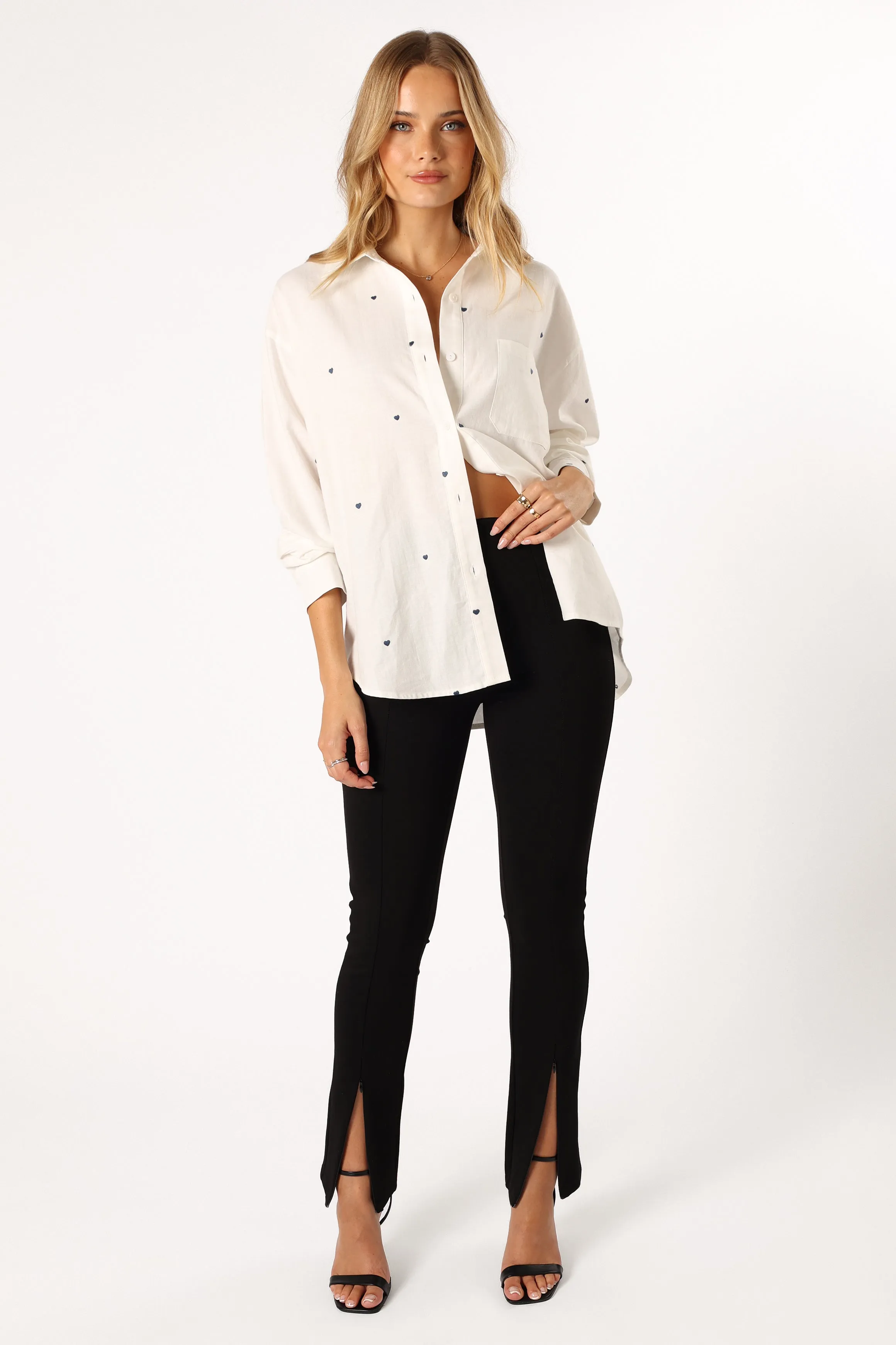 Avah Button Down Top - White