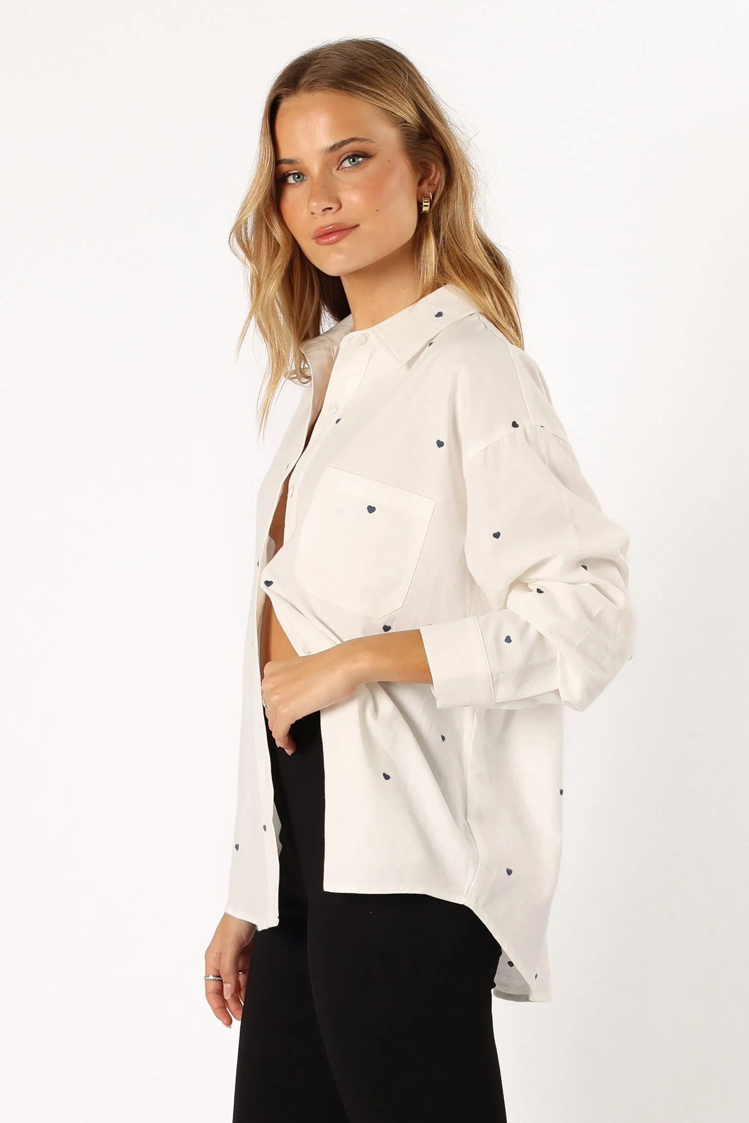Avah Button Down Top - White