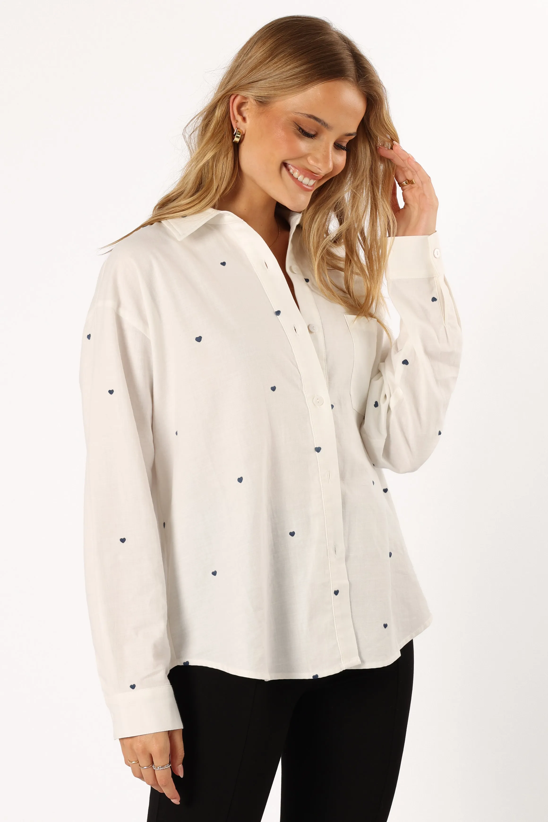 Avah Button Down Top - White