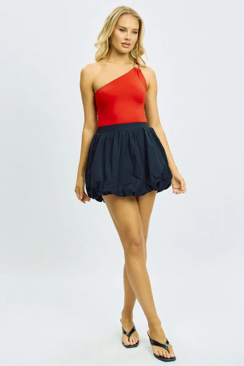 Black Bubble Skirt High Waisted Mini Lined Balloon