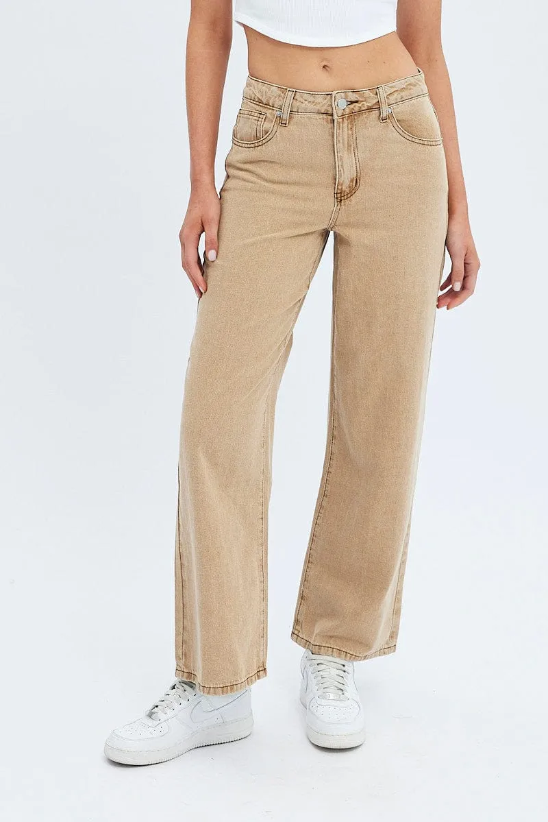 Brown Low Rise Baggy Jean