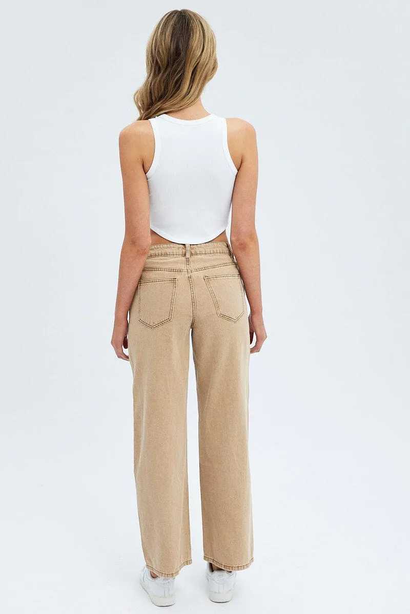Brown Low Rise Baggy Jean