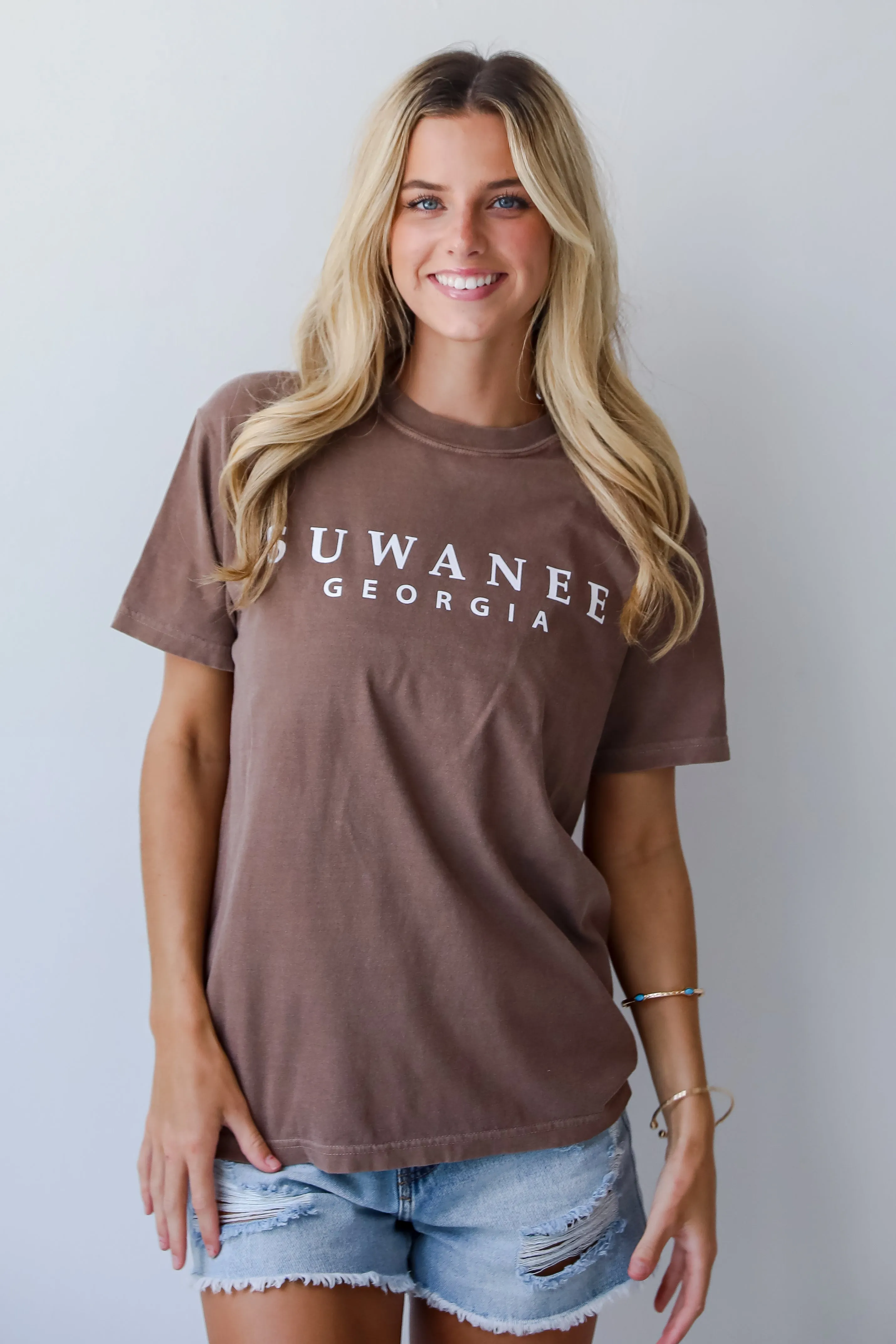 Brown Suwanee Georgia Block Letter Tee