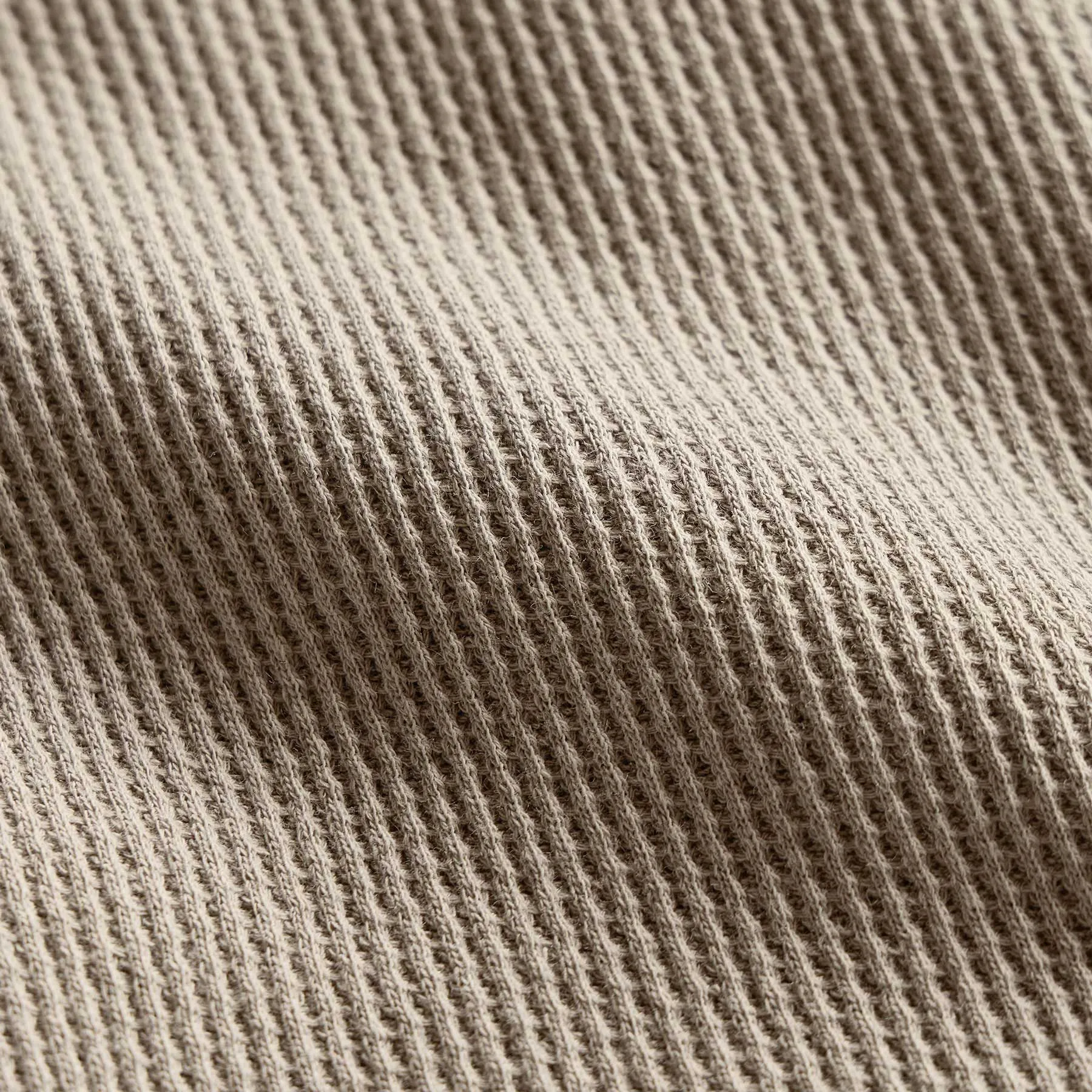 Cotton Linen Waffle Henley - Overcast