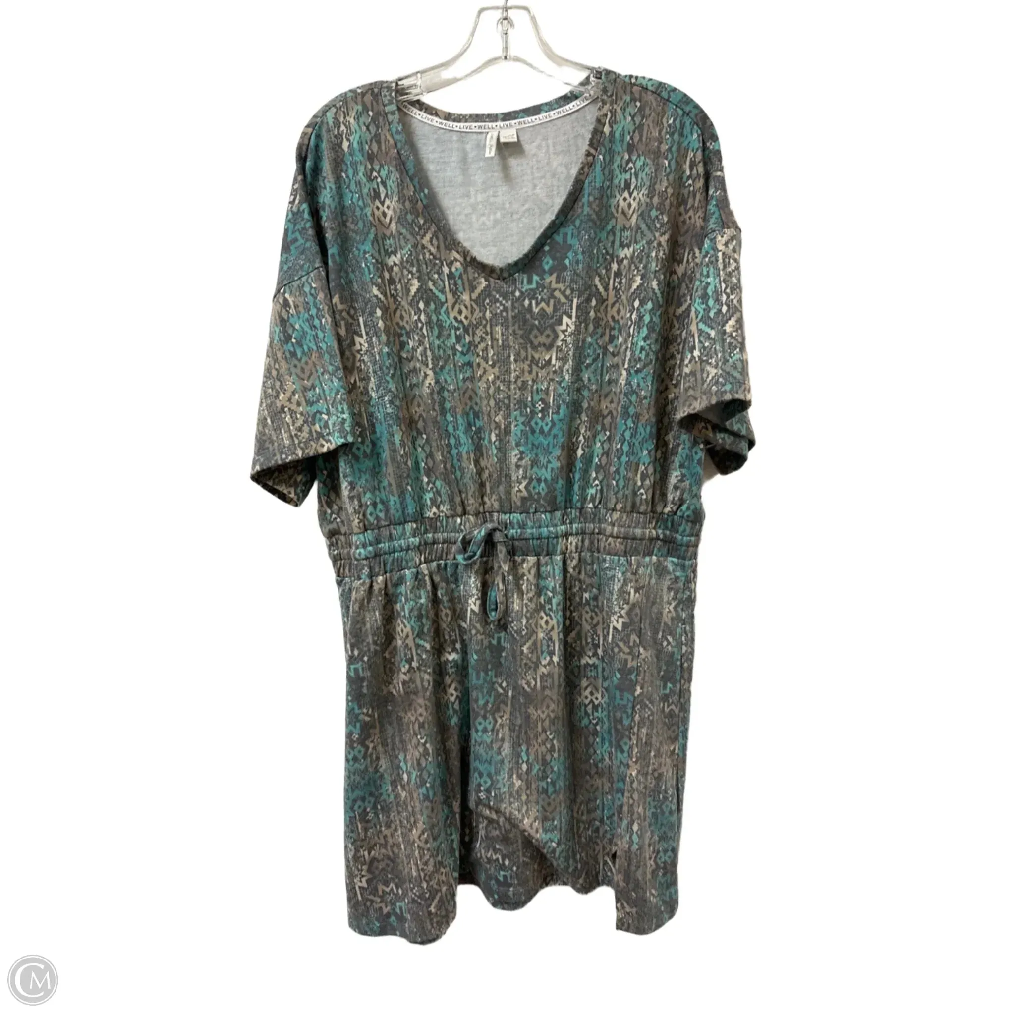 Dress Casual Midi By Cato In Green & Grey, Size: 1x