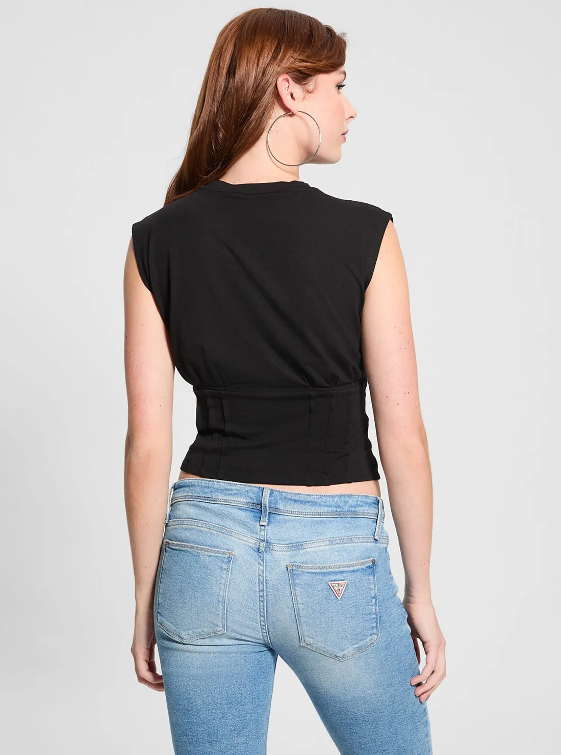 Eco Black Pigment Rose Corset T-Shirt