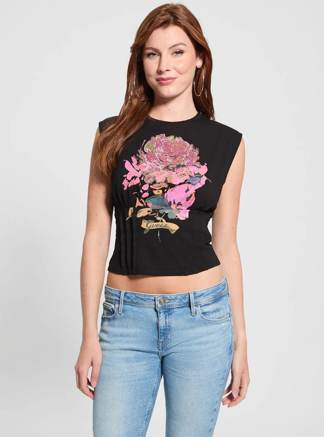 Eco Black Pigment Rose Corset T-Shirt