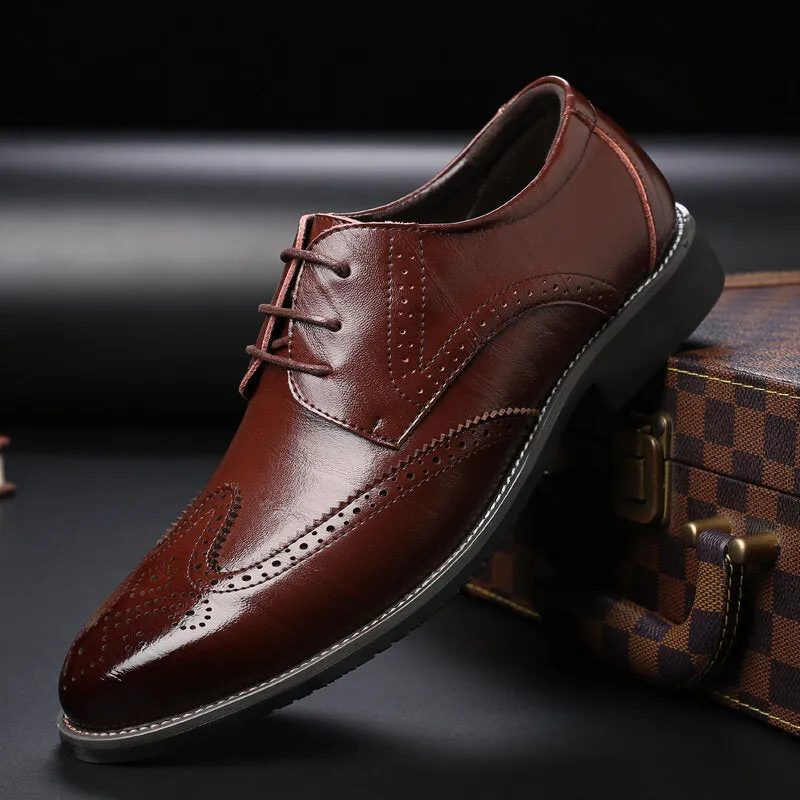 Faux Leather Pointed Toe Business Dress Men Dress Shoes