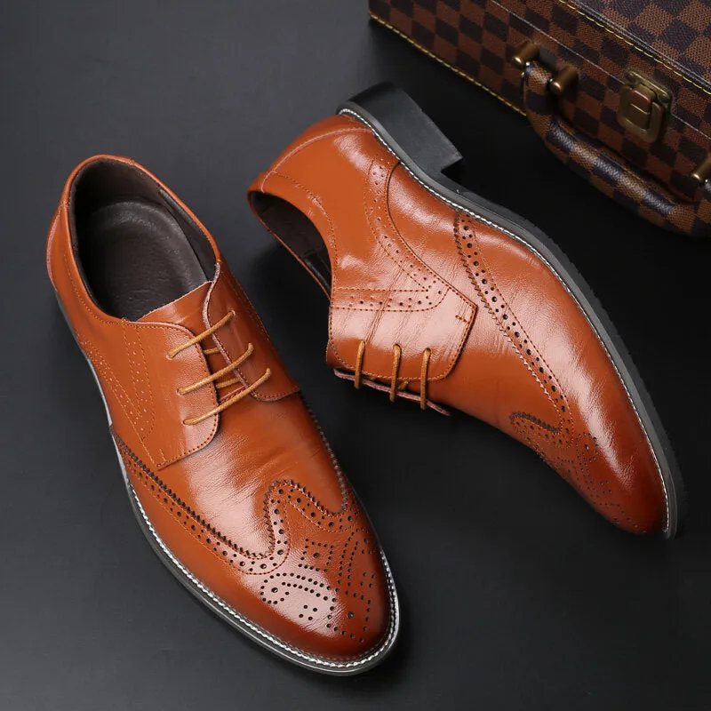 Faux Leather Pointed Toe Business Dress Men Dress Shoes
