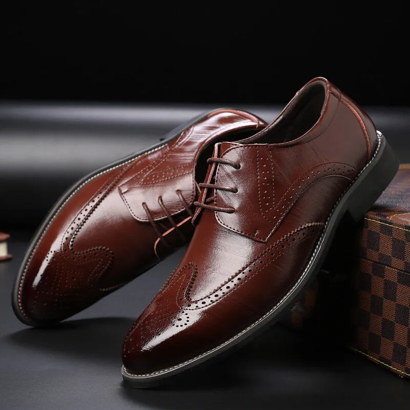 Faux Leather Pointed Toe Business Dress Men Dress Shoes