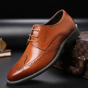 Faux Leather Pointed Toe Business Dress Men Dress Shoes