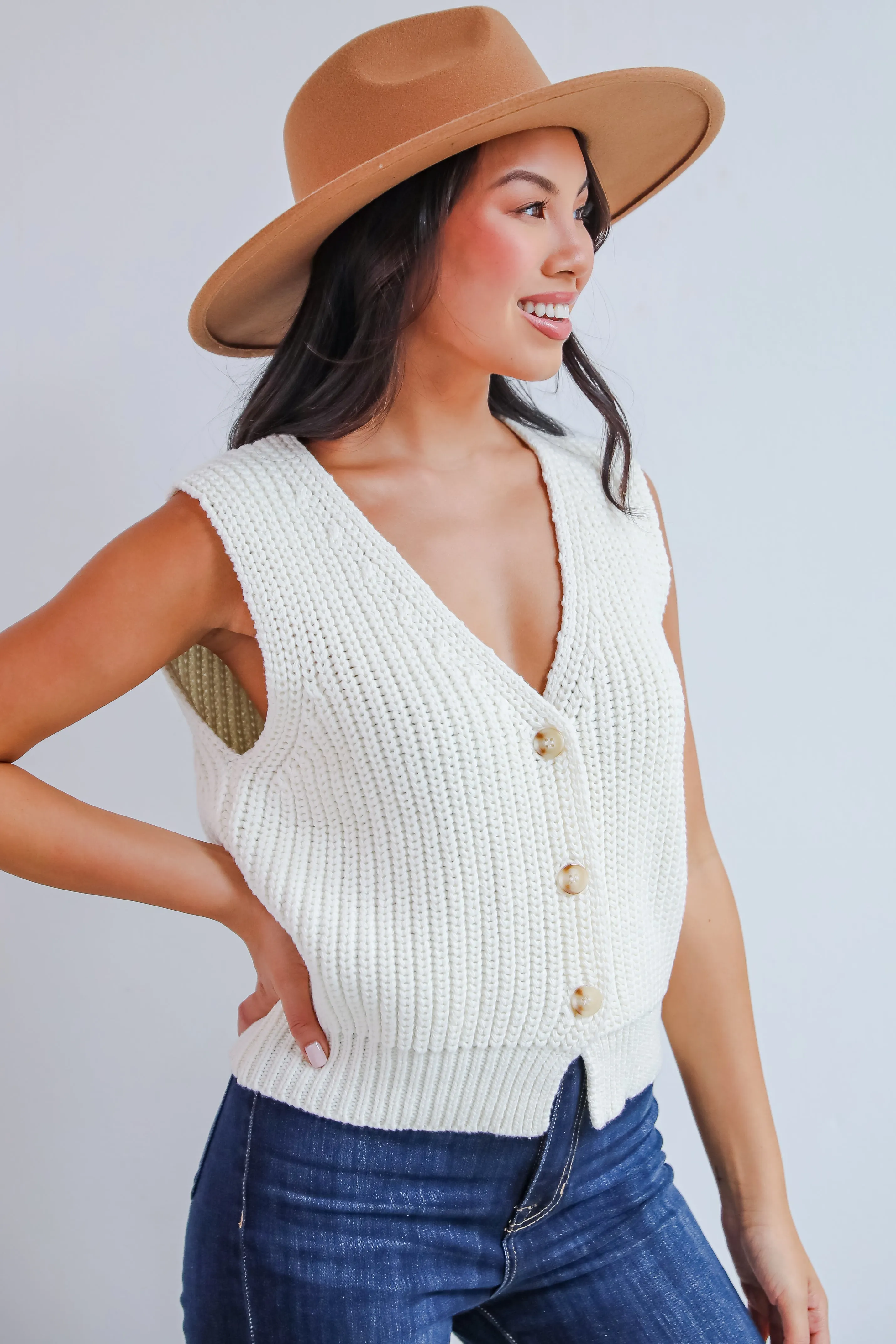 FINAL SALE - Cozy Guarantee Ivory Sweater Vest