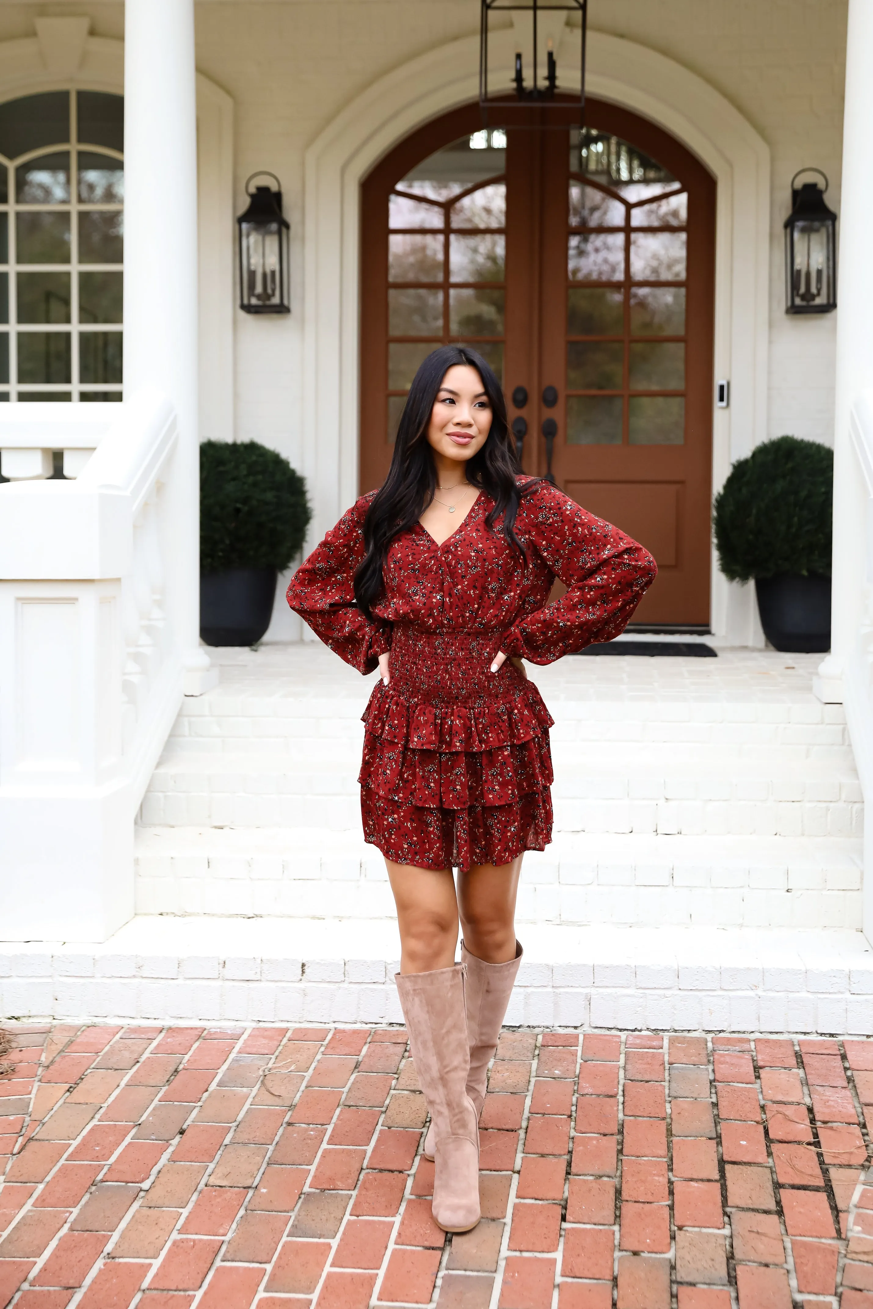 FINAL SALE - Decadent Presence Rust Floral Mini Dress
