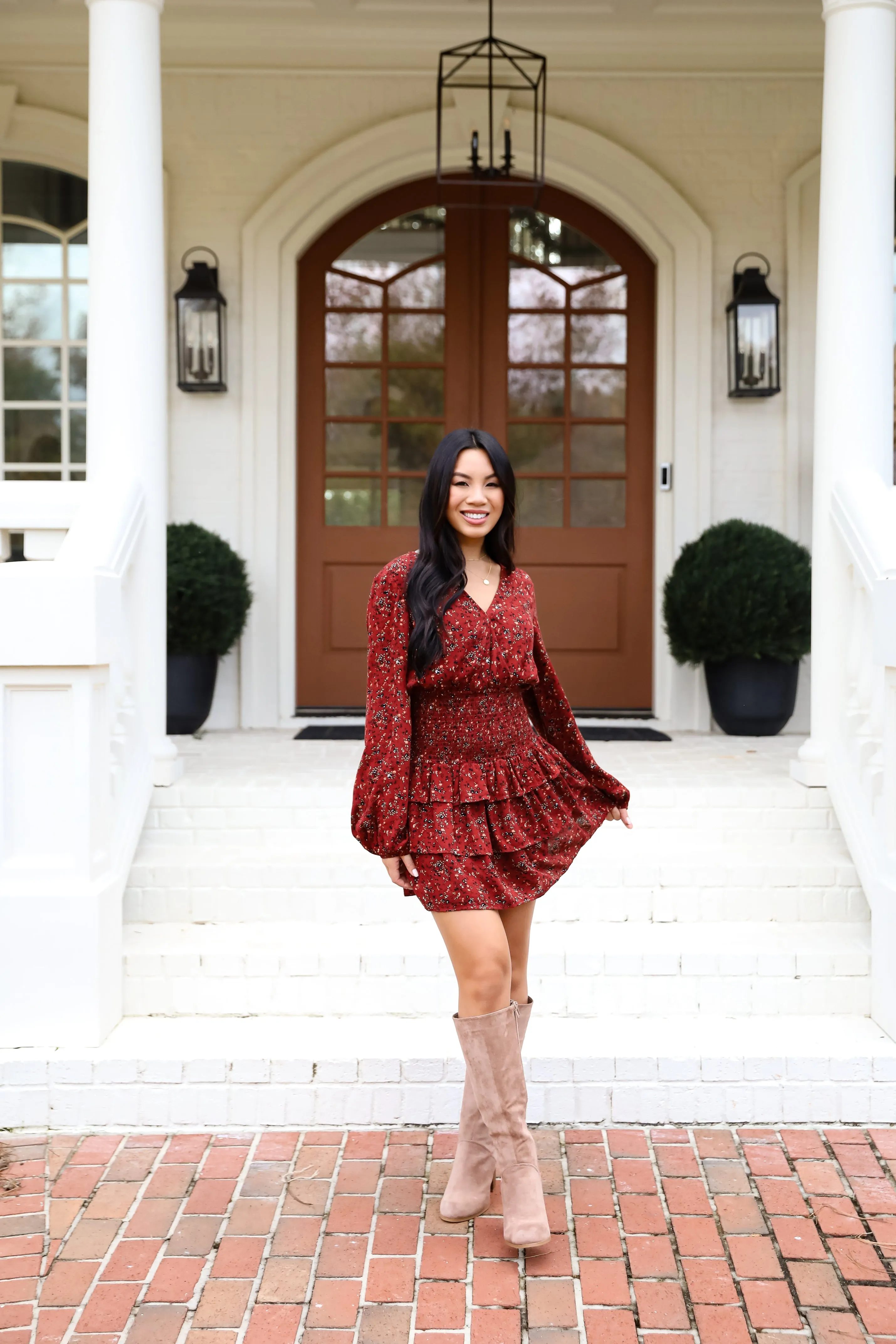 FINAL SALE - Decadent Presence Rust Floral Mini Dress