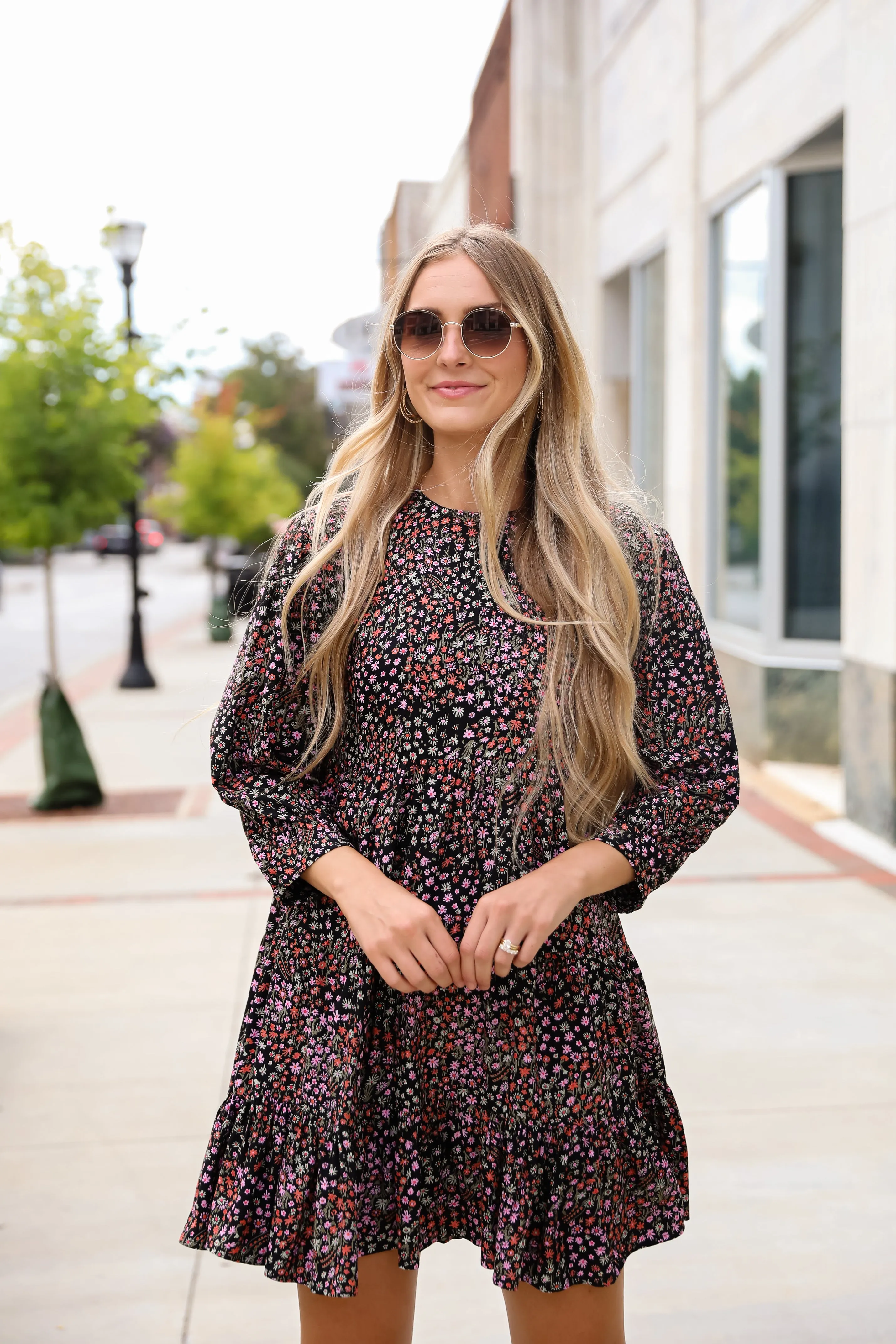 FINAL SALE - Gorgeous Outcome Black Floral Tiered Mini Dress