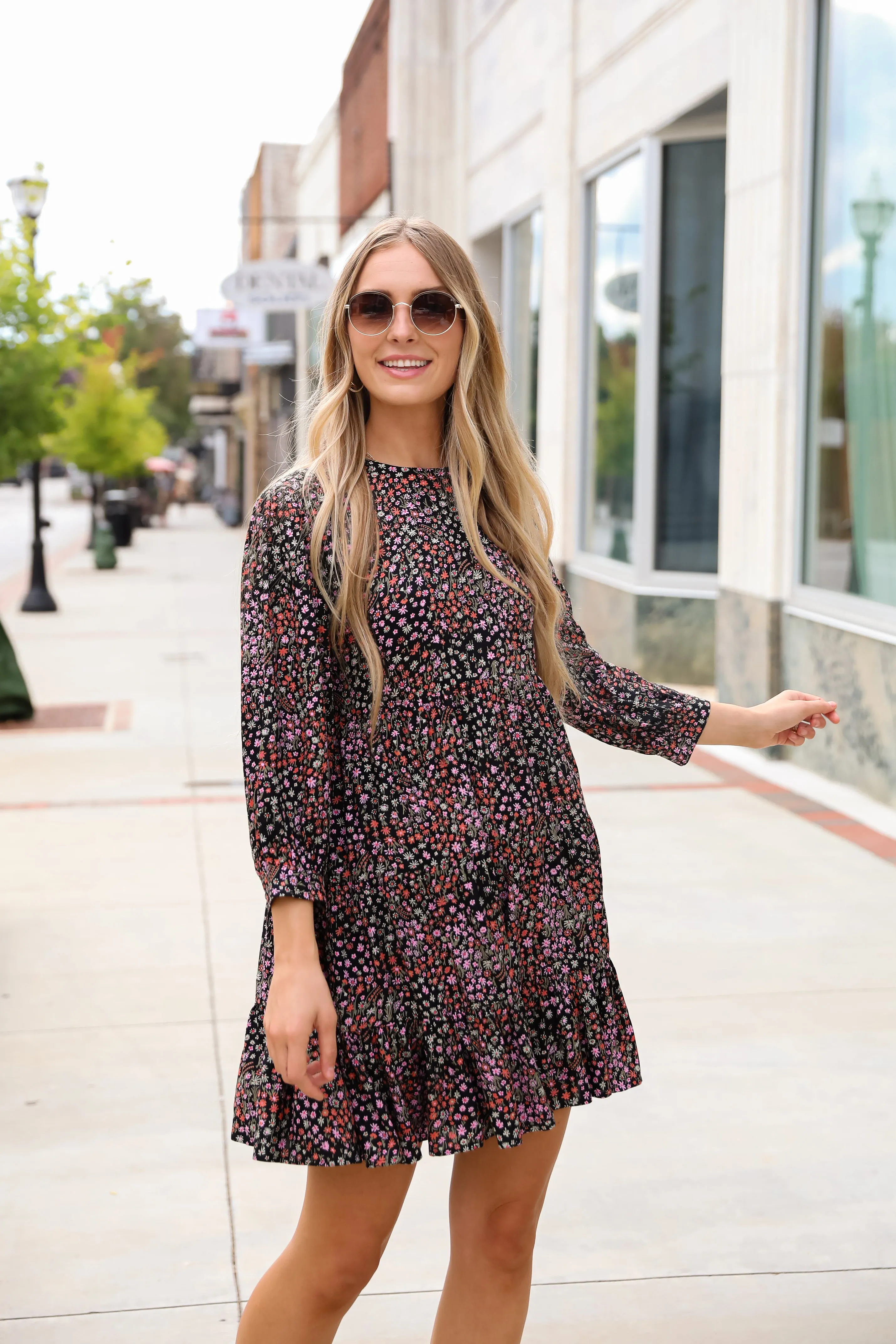 FINAL SALE - Gorgeous Outcome Black Floral Tiered Mini Dress