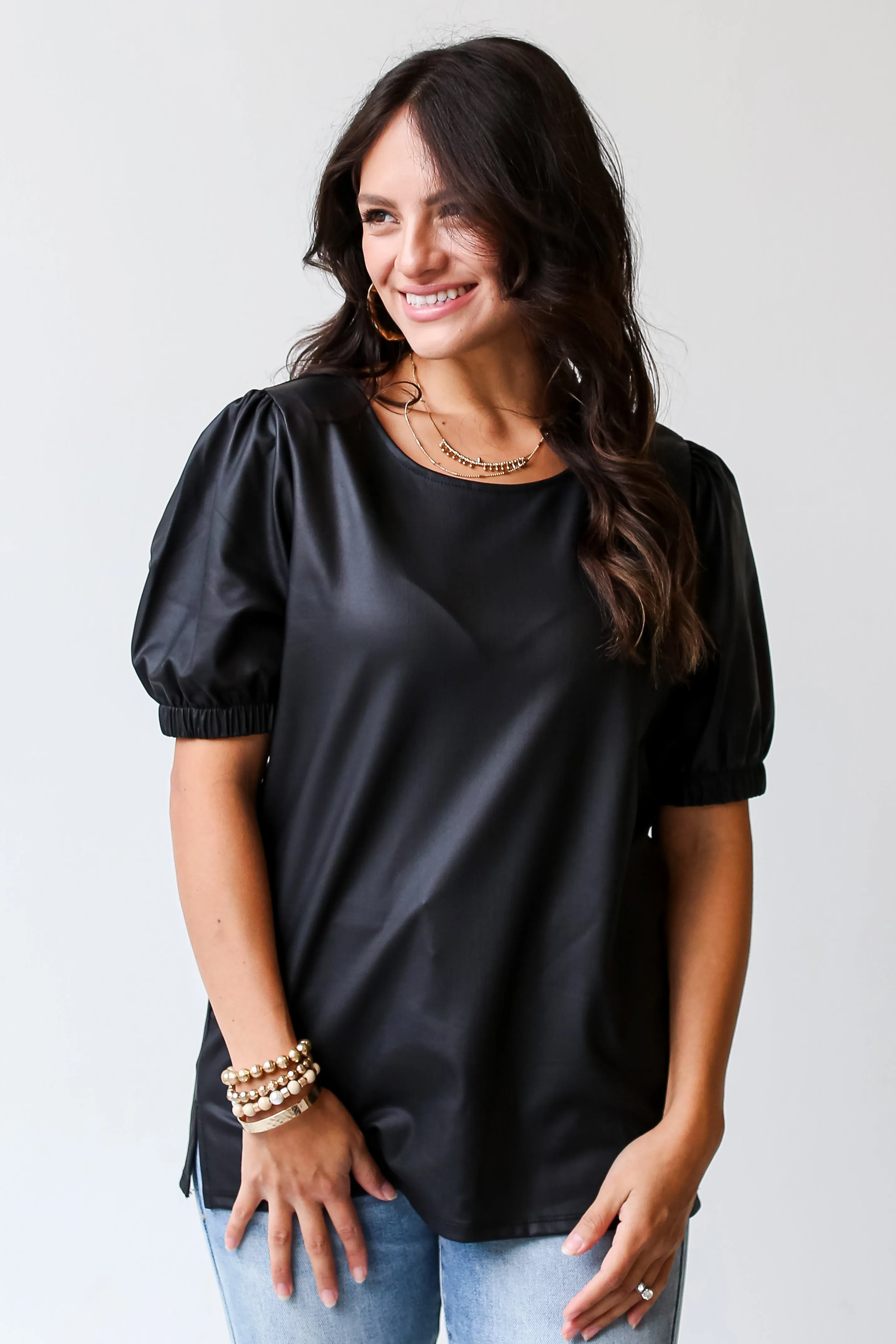 FINAL SALE - Remarkable Flirt Black Puff Sleeve Blouse