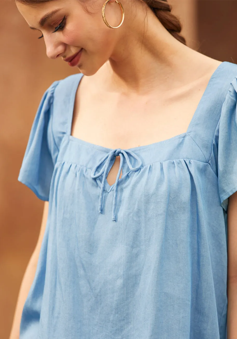 Fit To Be Tied Chambray Blouse
