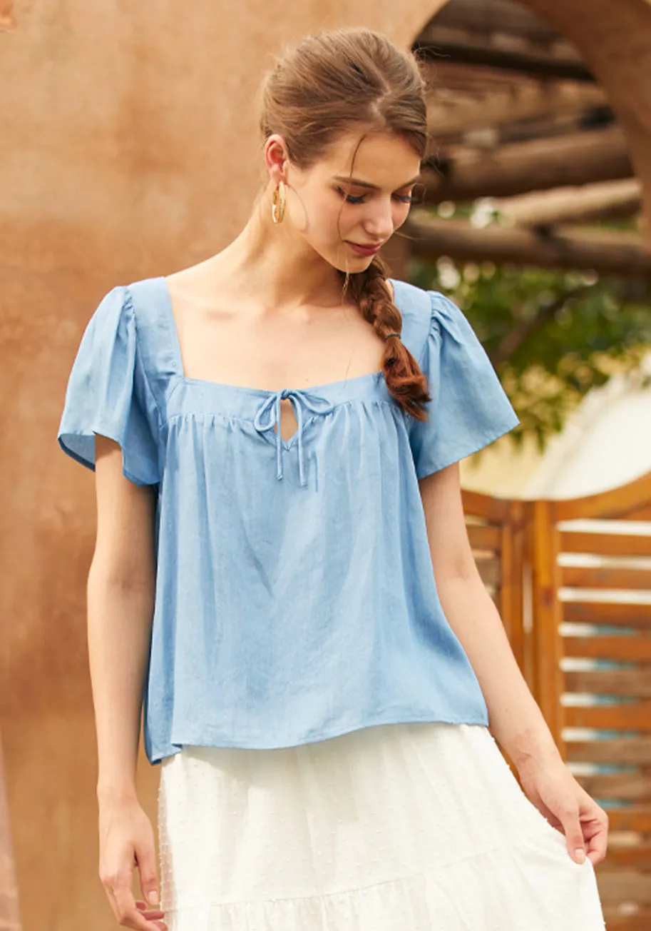 Fit To Be Tied Chambray Blouse