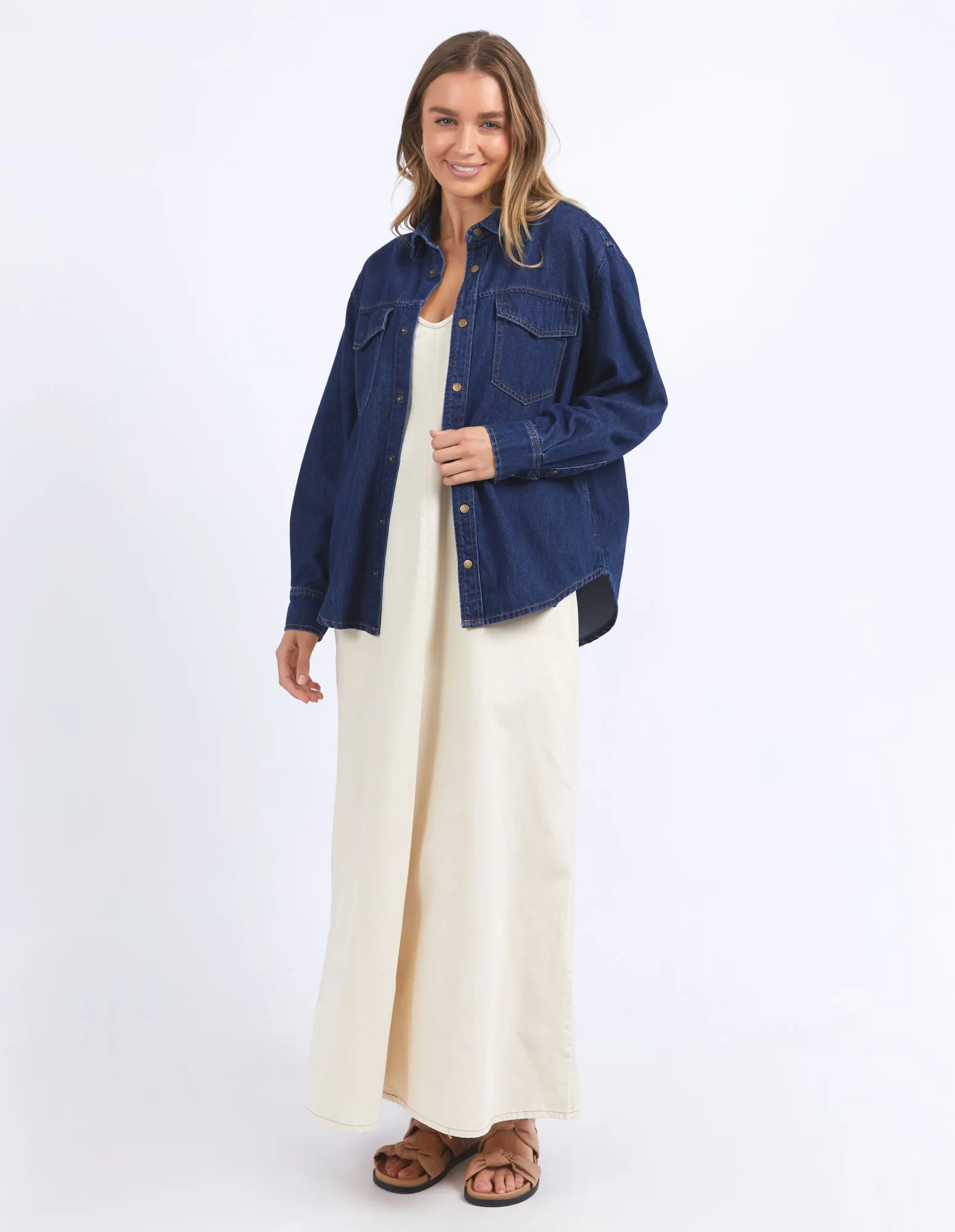 Foxwood Daisy Overshirt Dark Blue Denim