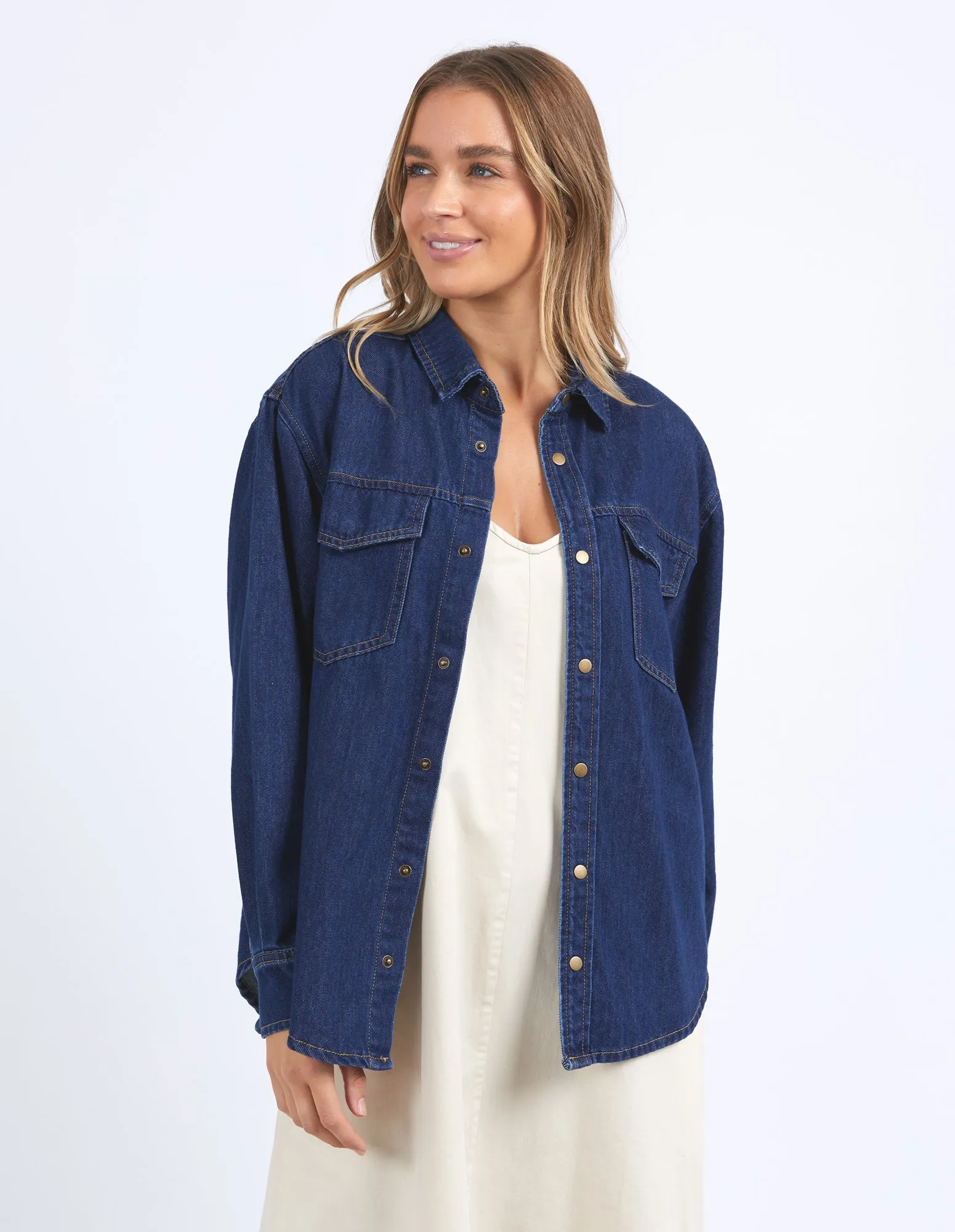 Foxwood Daisy Overshirt Dark Blue Denim