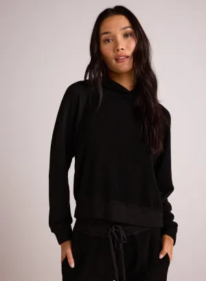 French Terry Raglan Hoodie Sweatshirt - Black