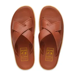 Island Slipper Men's Classic Leather Slide Whiskey