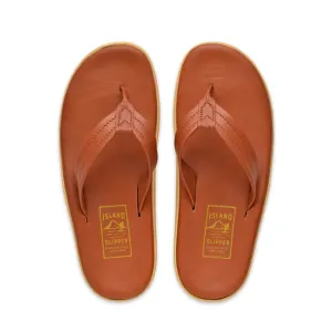 Island Slipper Men's Thong Leather Whiskey