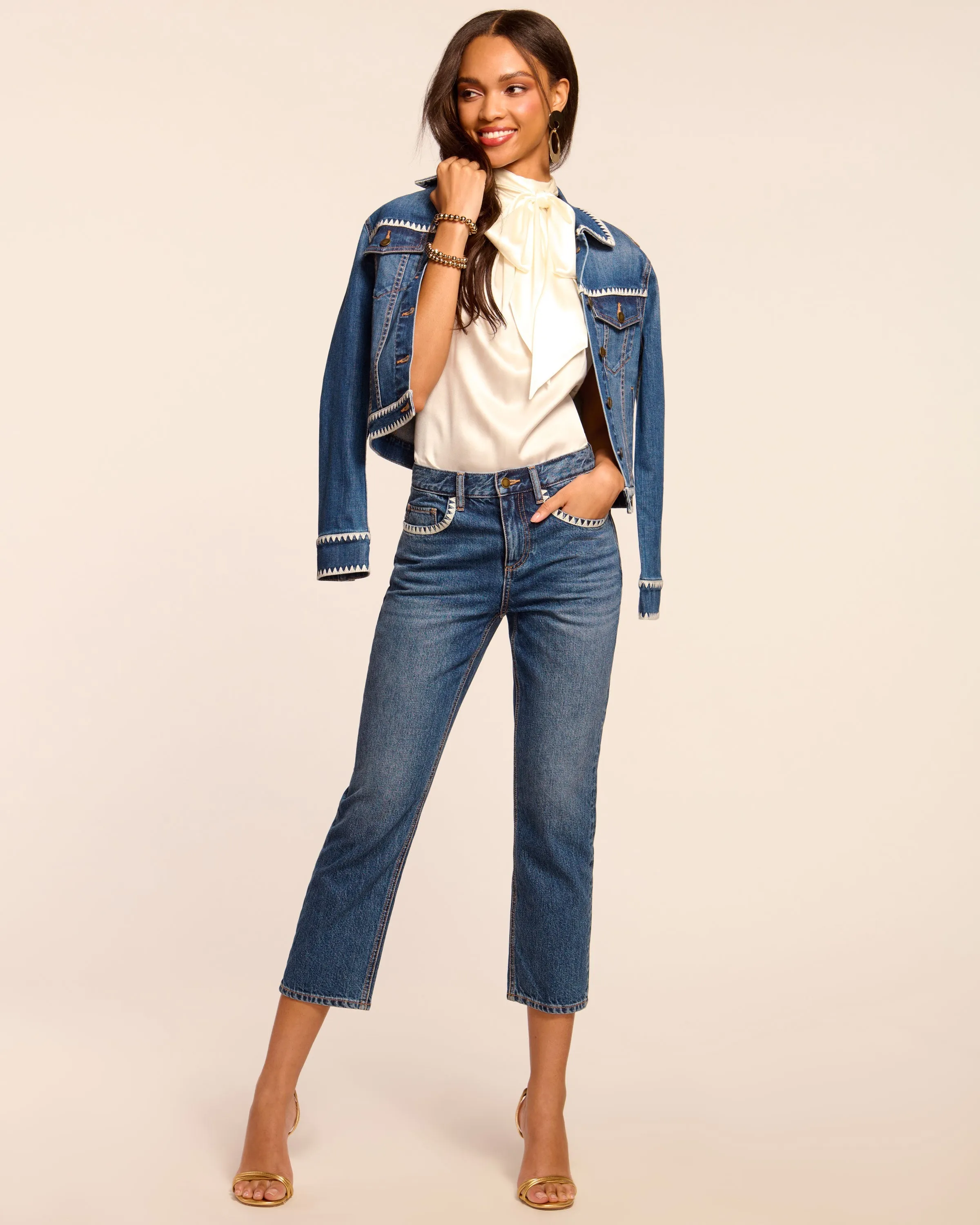 Joy Crochet Trim Straight Leg Jean