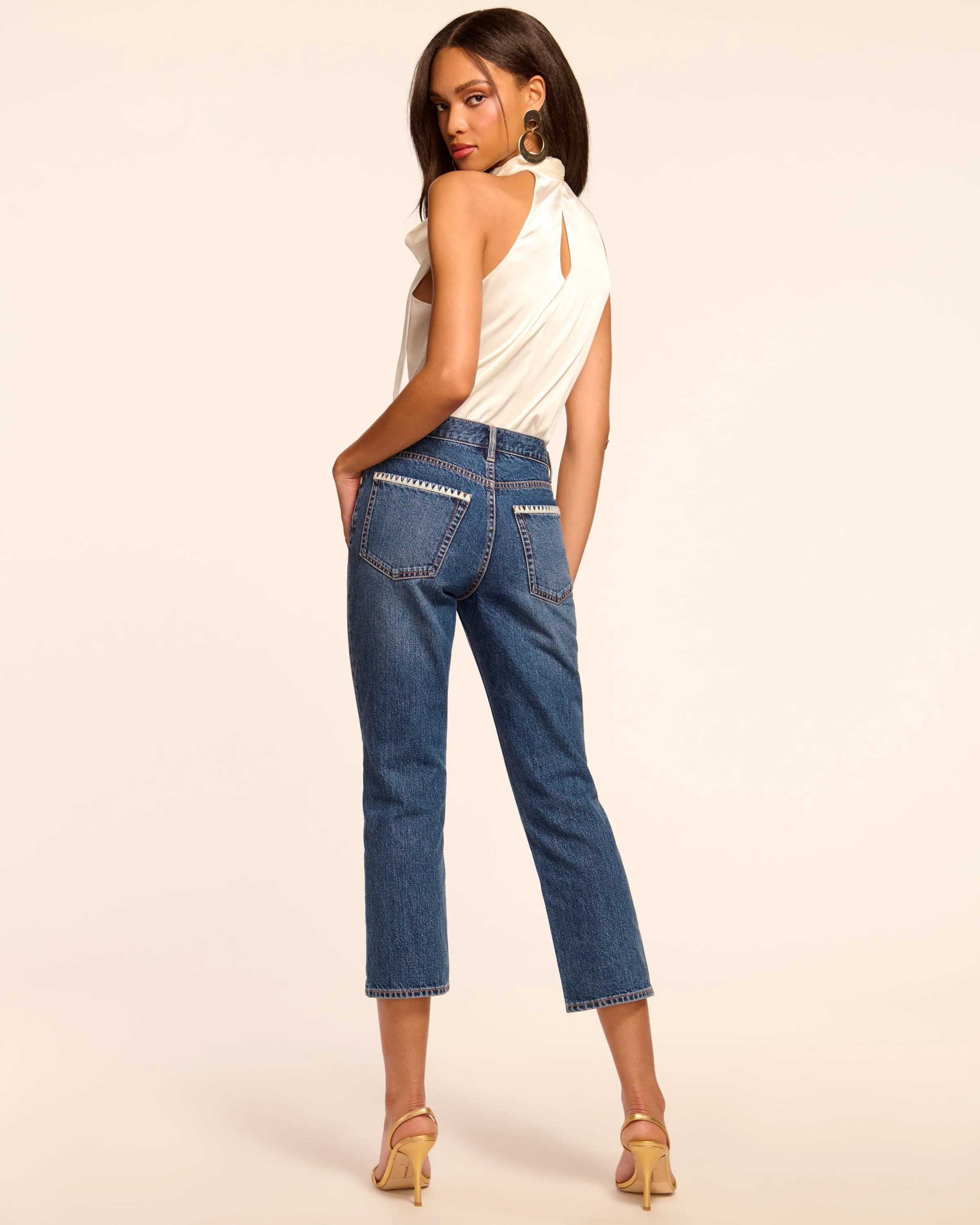 Joy Crochet Trim Straight Leg Jean