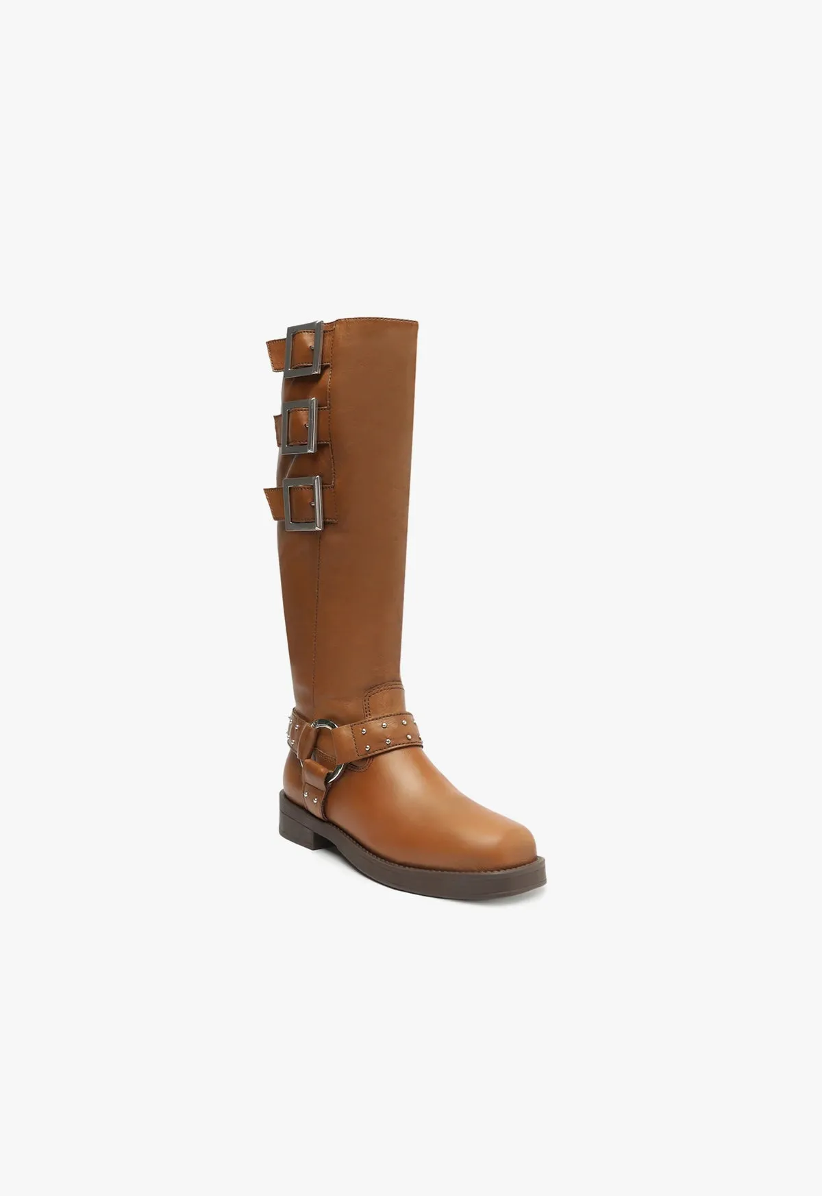 Luccia Buckle Graxo Leather Boot