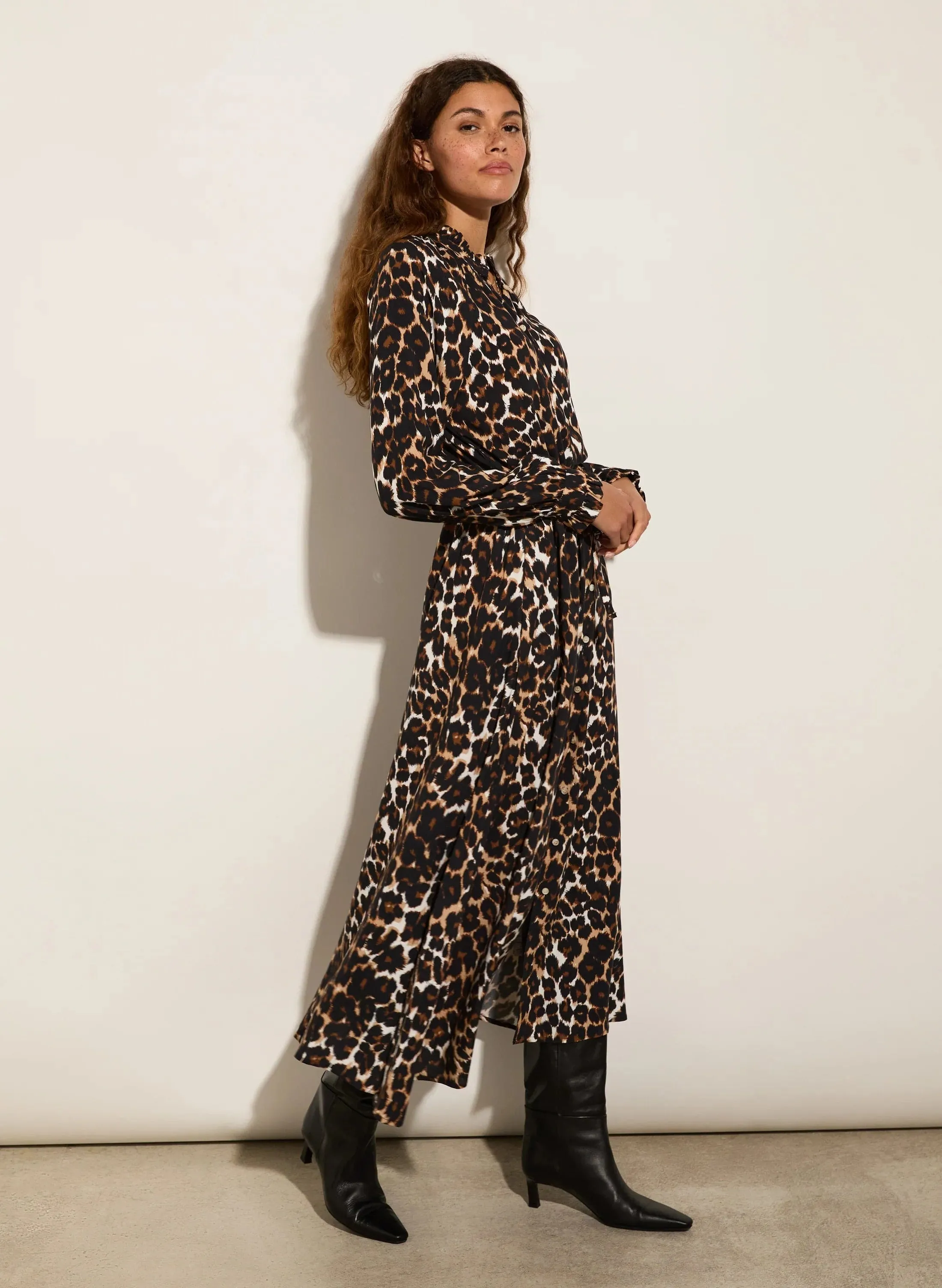Luna LENZING™ ECOVERO™ Midi Dress | Brown Leopard Print
