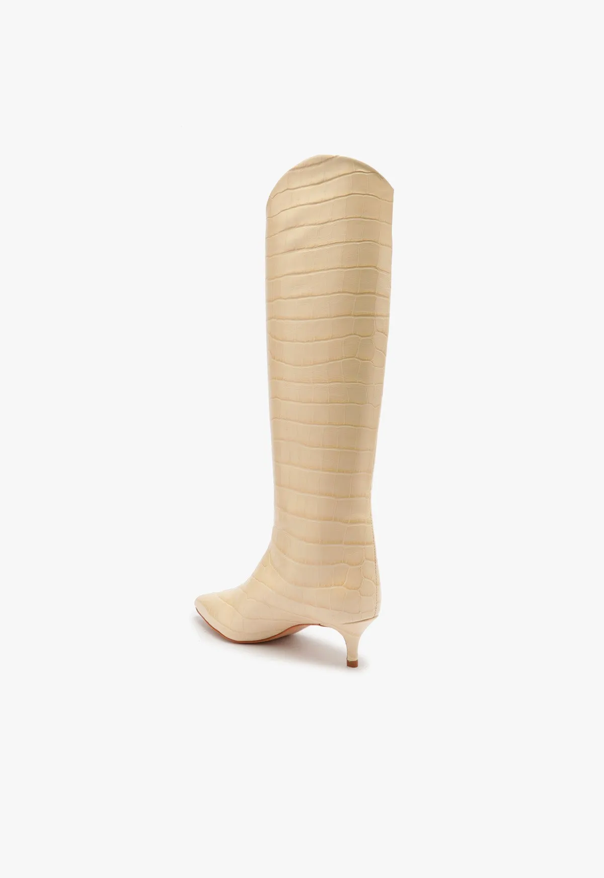 Maryana Lo Crocodile-Embossed Leather Boot